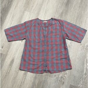Faherty Plaid Button Down Top Size Medium